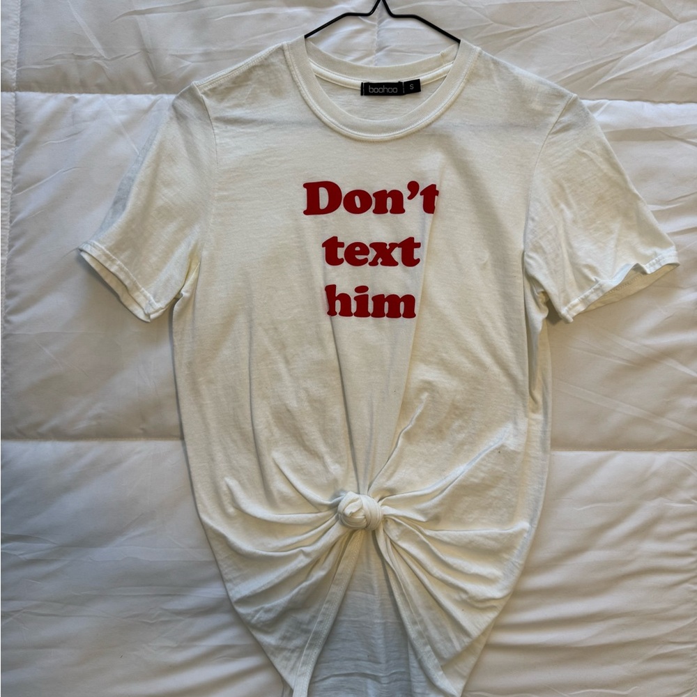 Boohoo Red and White Short Sleeve slogan Tee Casual
